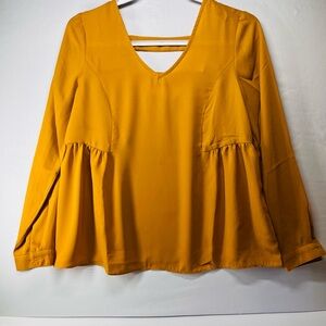 Olive & Oak Golden V-Neck Blouse‎